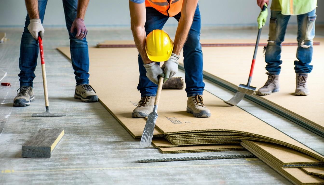 Extraordinary Flooring team working on a construction site